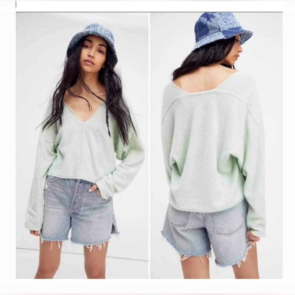 *Free People* Sz XL 💯 Cashmere Vneck Solitaire Sweater - Picture 5 of 6